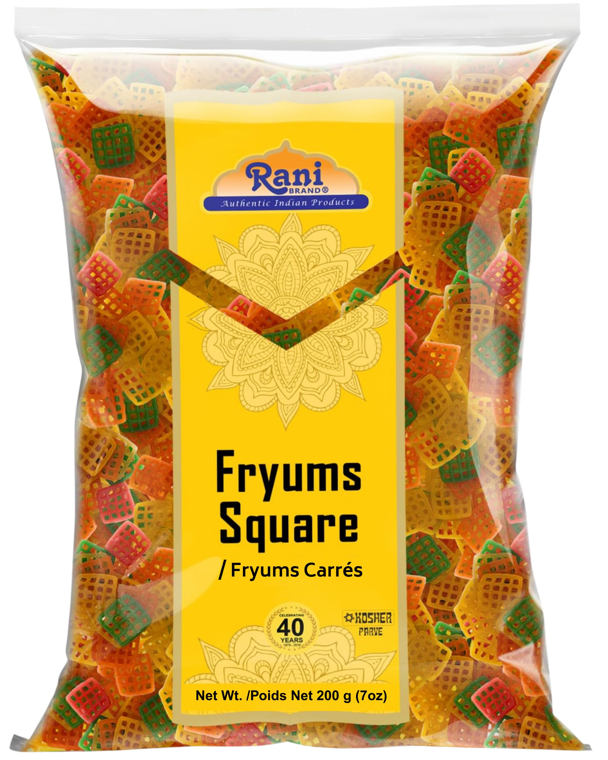Rani Far Far / Fryums (Wheat & Tapioca Pellet) Square Shape 7oz (200g) ~ Vegan, 