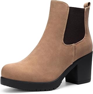 DREAM PAIRS Women's FRE High Heel Chelsea Style Ankle Bootie