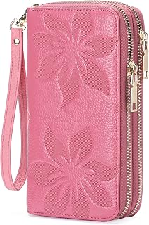GOIACII Women's Wallet Large Capacity Double Zip Around Credit Card Holder Leather Ladies Wallet with RFID Blocking Phone Wristlet Purse