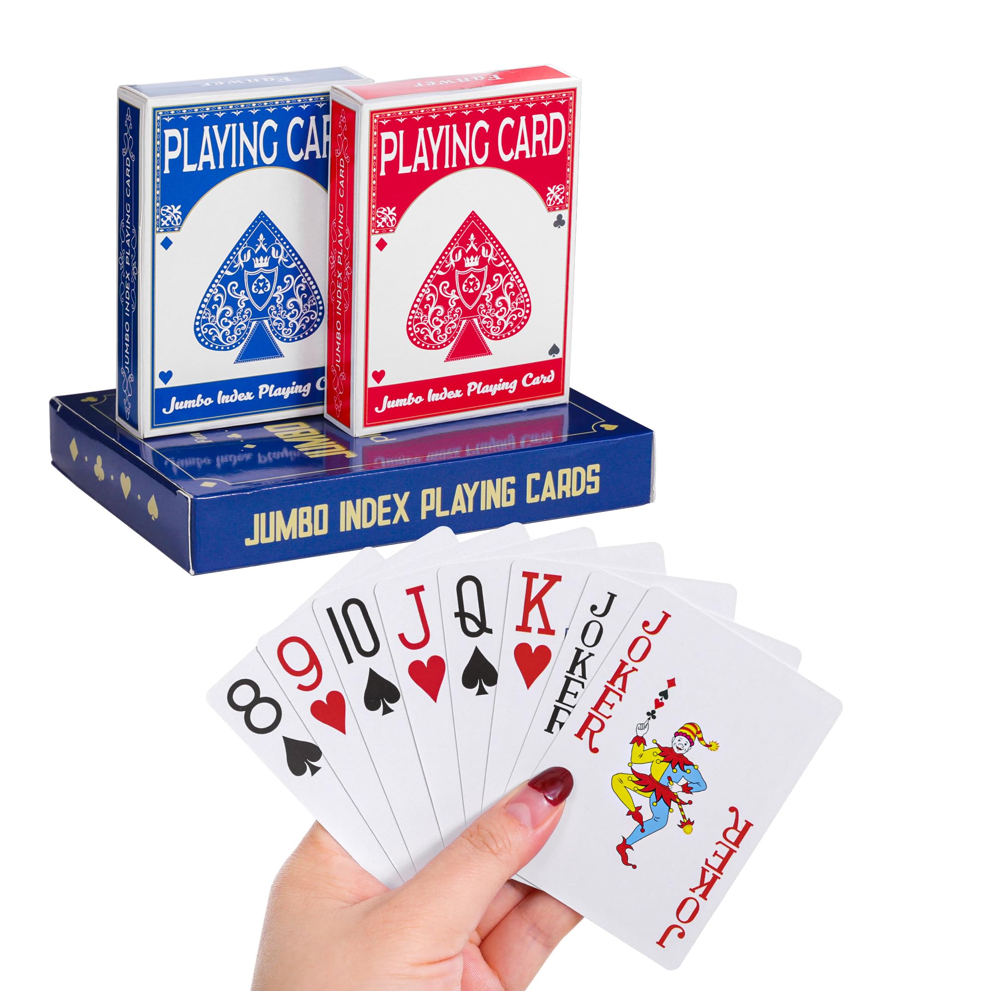Fanwer Large Print Playing Cards 2 Pack, Deck of Cards, Jumbo Index | for Senior