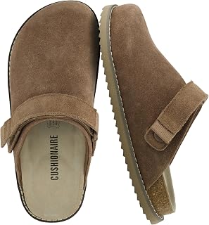 CUSHIONAIRE Boulder Genuine Leather Clogs for Women, Slingback Slip On Shoes with Adjustable Swivel Back Strap and Memory Foam Footbed