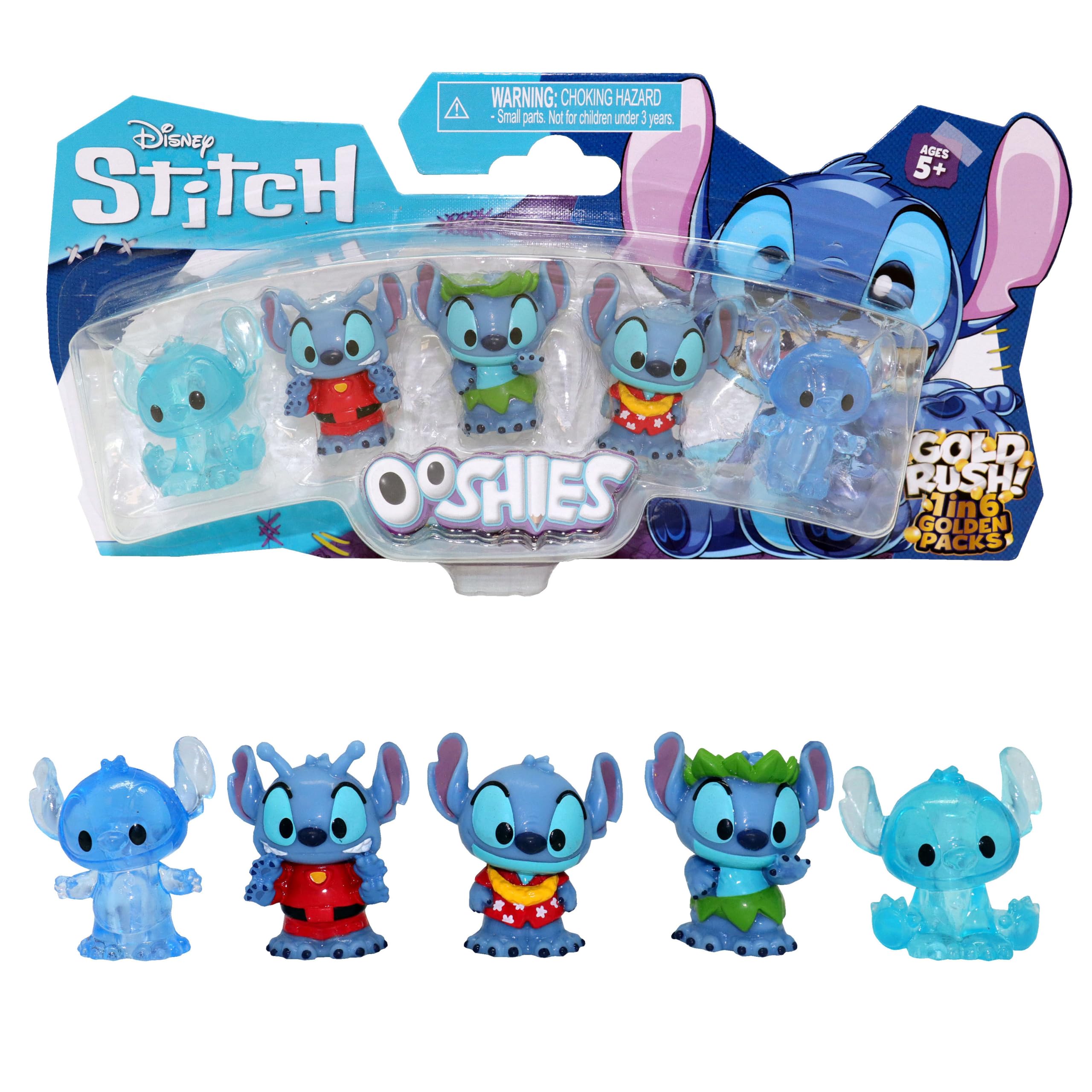 Ooshies Stitch Collectibles 5 Pack Pencil Toppers – Chance of Rare Limited Editi