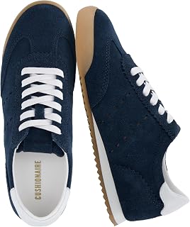 CUSHIONAIRE Topcat, scarpe da ginnastica da donna in vera pelle scamosciata, leggere, casual, per tutti i giorni, con stile retrò e comfort imbottito