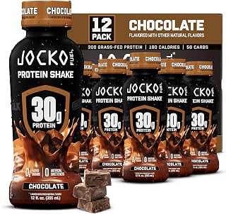 Jocko Fuel High Protein Shakes, Chocolate, 12 fl oz | 12 Pack | 30G Grass Fed Protein Drinks | No Added Sugar & Keto Friendly | Supports Muscle Recovery & Growth | Ready to Drink