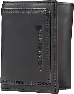 Carhartt Men's Top Grain Leather Trifold, Contrasting Stitch