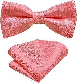 Hi-Tie Bow Ties for Boys Pre-Tied Silk Kids Bow Tie Adjustable Boys Bowties with Pocket Square Set for Wedding Party
