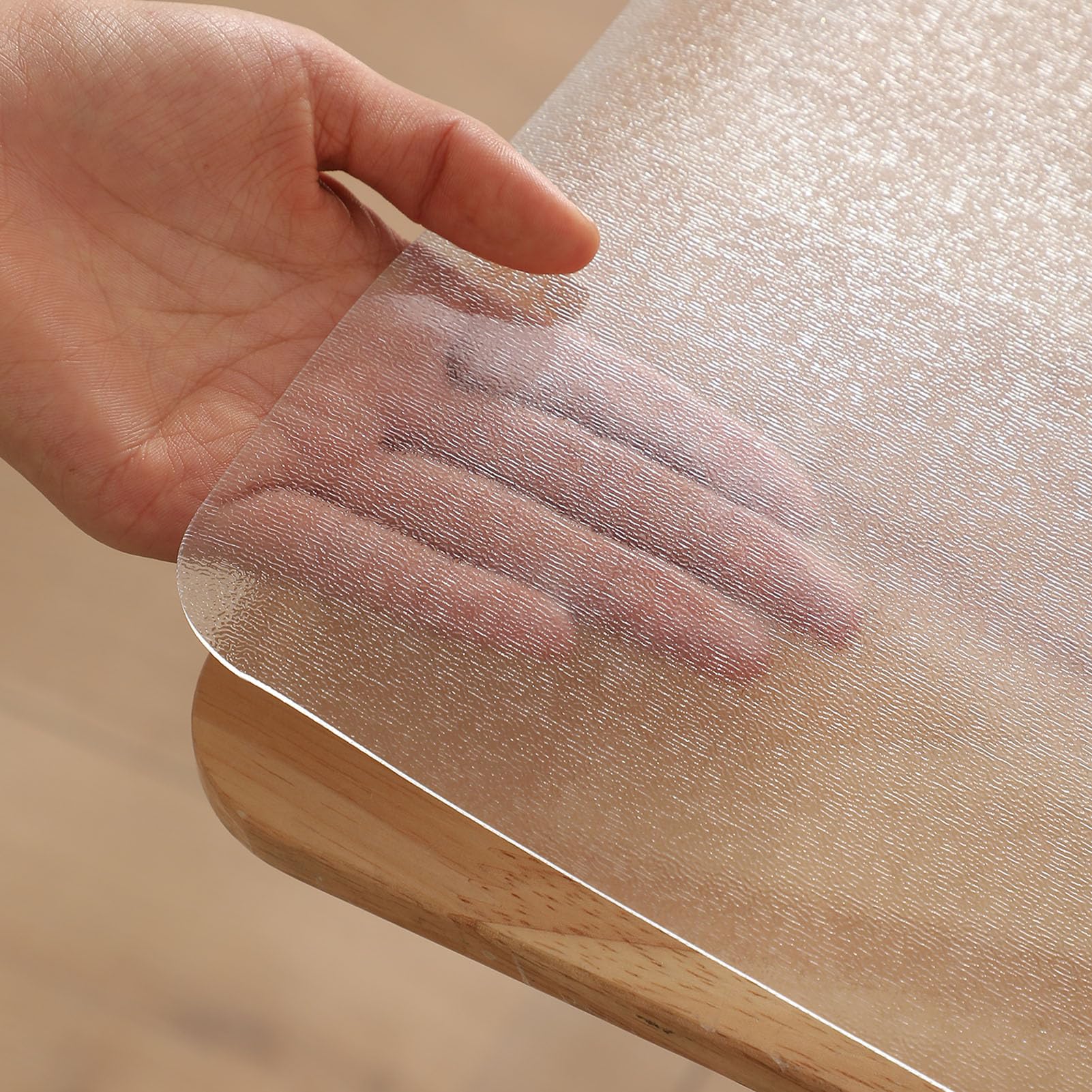 Tablecloth Embossed Transparent 85x150cm 1.5mm Thickness PVC Table Mat Frosted R