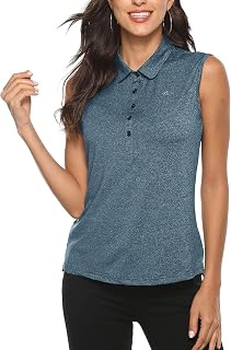 AIRIKE Ladies Golf Polo Shirt Sleeveless Summer Sports Athletic Work Wear Fashion Quick Dry Tank Tops for Women