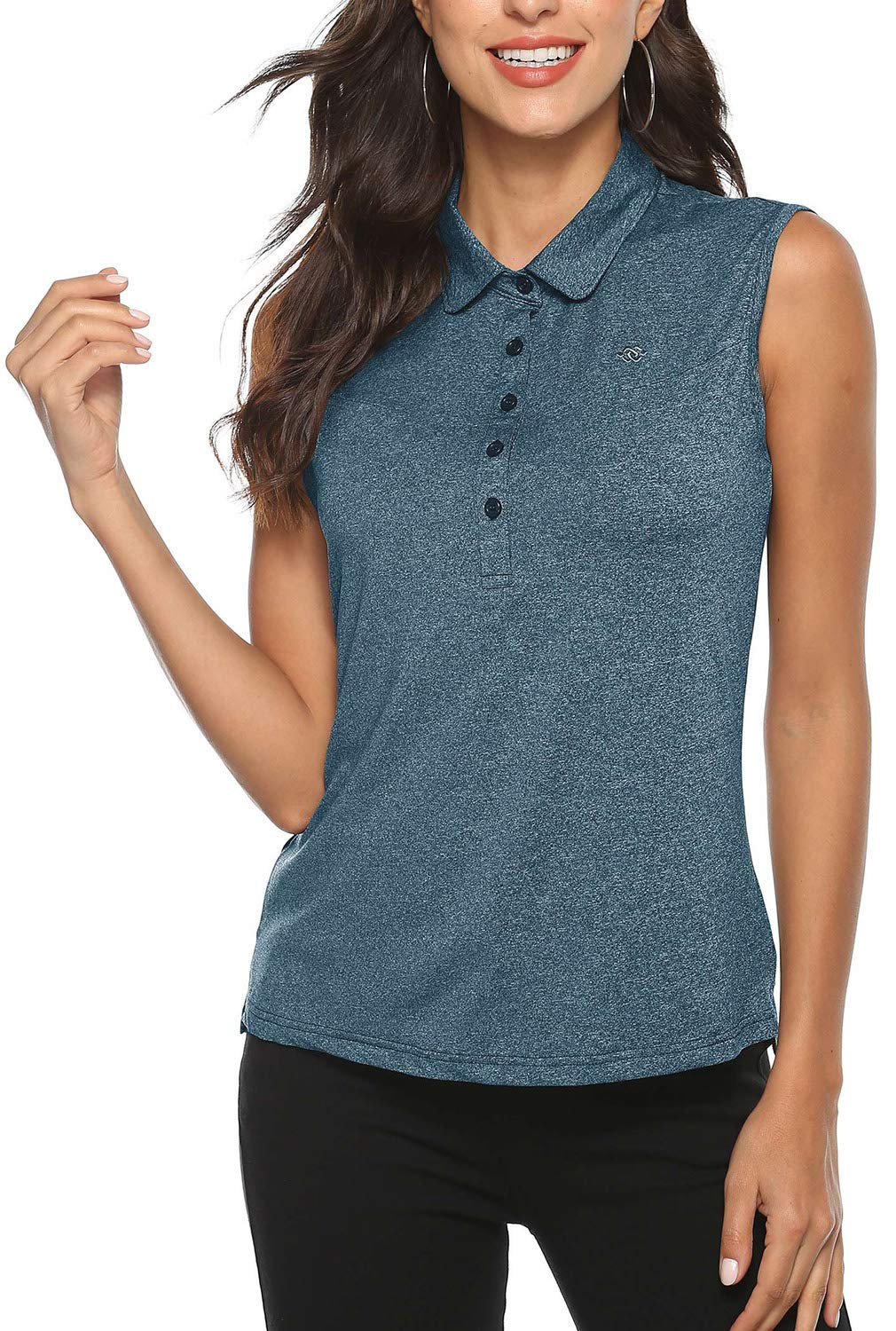 AIRIKE Ladies Golf Polo Shirt Sleeveless Summer Sports Athletic Work Wear Fashio