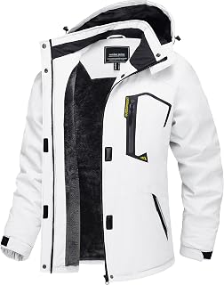 TACVASEN Women's Waterproof Fleece Jacket for Winter Skiing and Outdoor Hiking with Detachable Hood