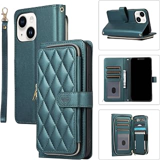 Étui portefeuille pour iPhone 14, porte-cartes - Vert foncé