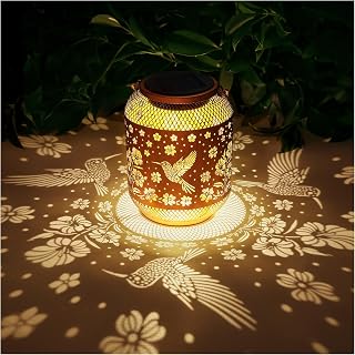 Solar Lanterns Outdoor Waterproof Hummingbird Garden Decor Birthday Gifts for Women Mom Grandma Hanging Solar Lights Metal Decoration Outside for Yard, Patio, Backyard, Porch, Pathway