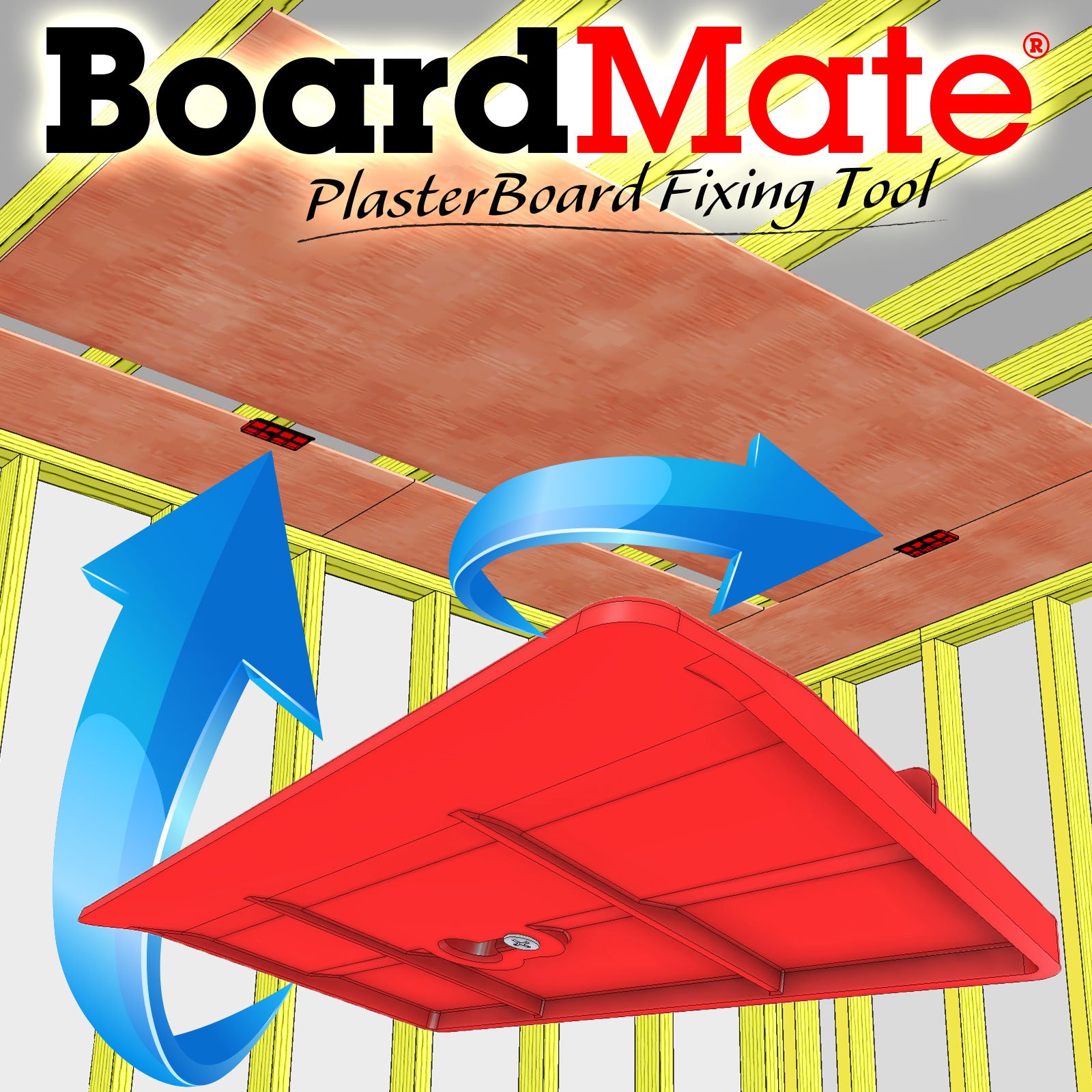 BoardMate - 2 PCS Drywall PlasterBoard Fixing Tool - Supports The Board in Place