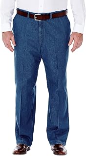 Haggar Men's Work To Weekend No Iron Denim Flat Front & Pleat Pant - Regular and Big & Tall Sizes