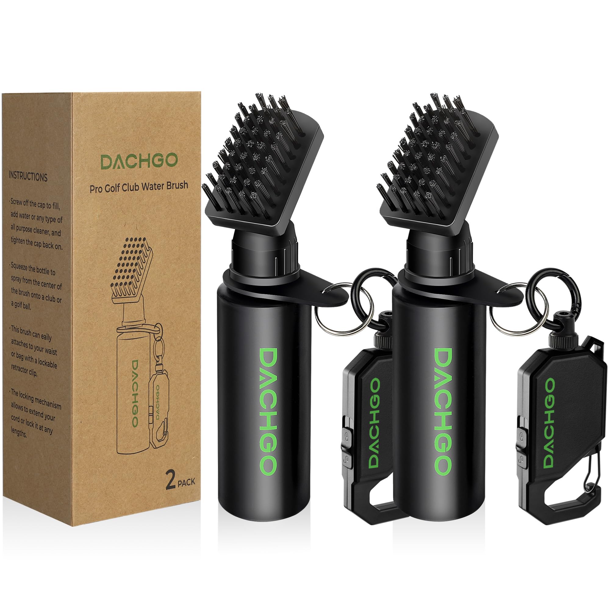 Dachgo Golf Club Cleaner Brush, Golf Water Brush with Lockable Retractor Clip & 