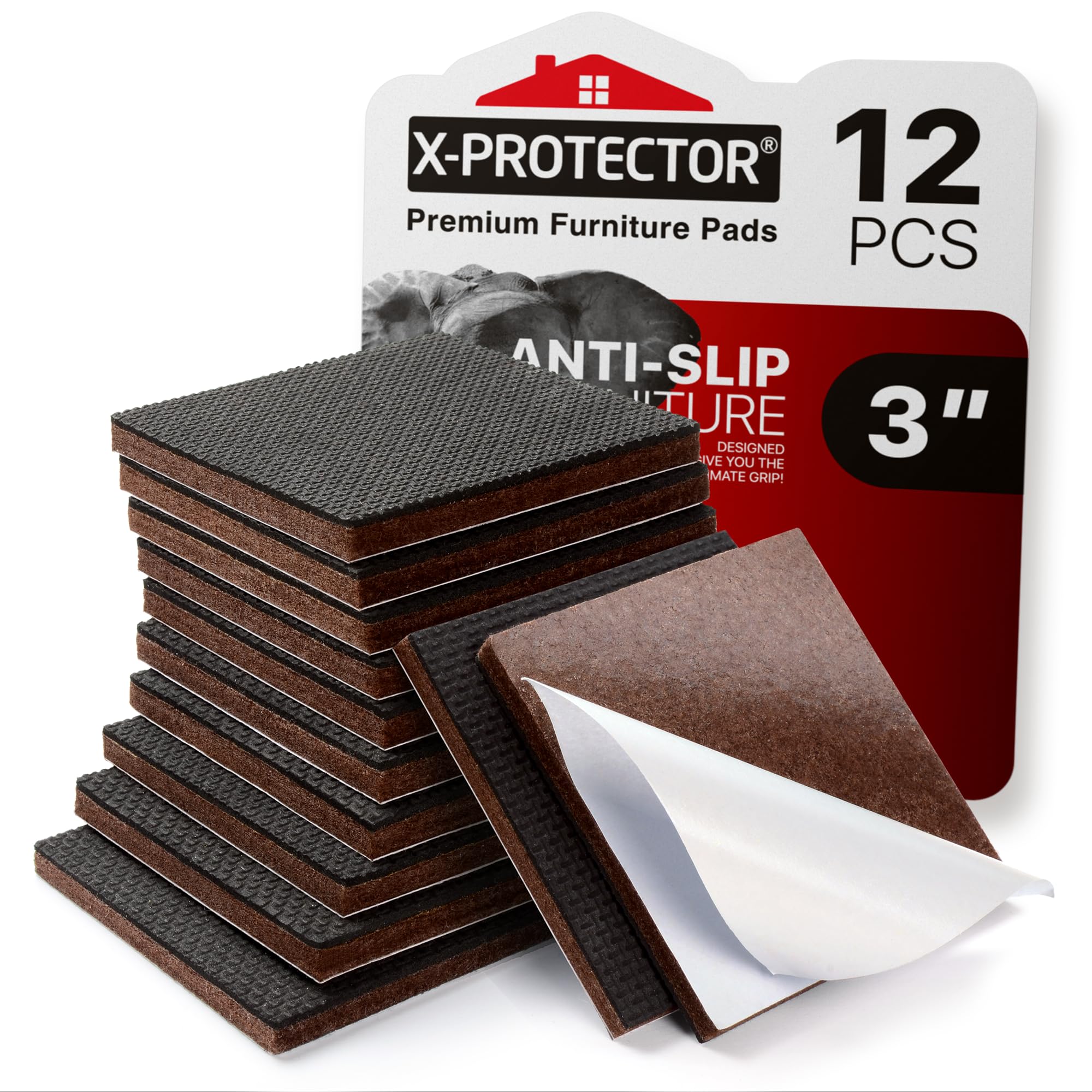 X-PROTECTOR Non Slip Furniture Pads – 12 Premium Furniture Grippers 3"! | Best S