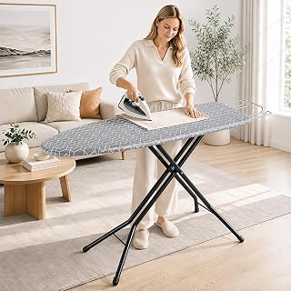 APEXCHASER Foldable Ironing Board Full Size 43x13, 7level Height Adjustable | Iron Board Standard Size, Sturdy Iron Rest, 4-Layer Heat-Resistant Cover, Compact & Space-Saving , for Laundry Room & Dorm