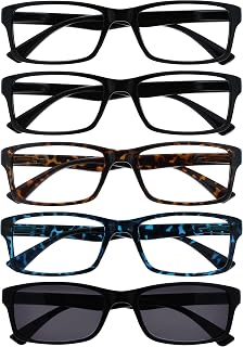 OPULIZE The Company Reading Glasses Black Brown Blue Readers With Black Sun Readers Value Pack 5 Men Women RRRRS92-11231 +1.50
