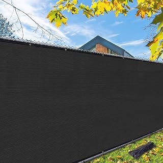 i COVER 4x50ft Privacy Screen Fence, Outdoor Fencing Panels, Garden Windscreen Mesh Shade Sail Net Barrier, Include Reinforced Bindings and Brass Grommets Cable Zip Ties, Black