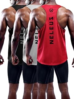 NELEUS Men's 3 Pack Dry Fit Y-Back Muscle Tank Workout Gym Shirt