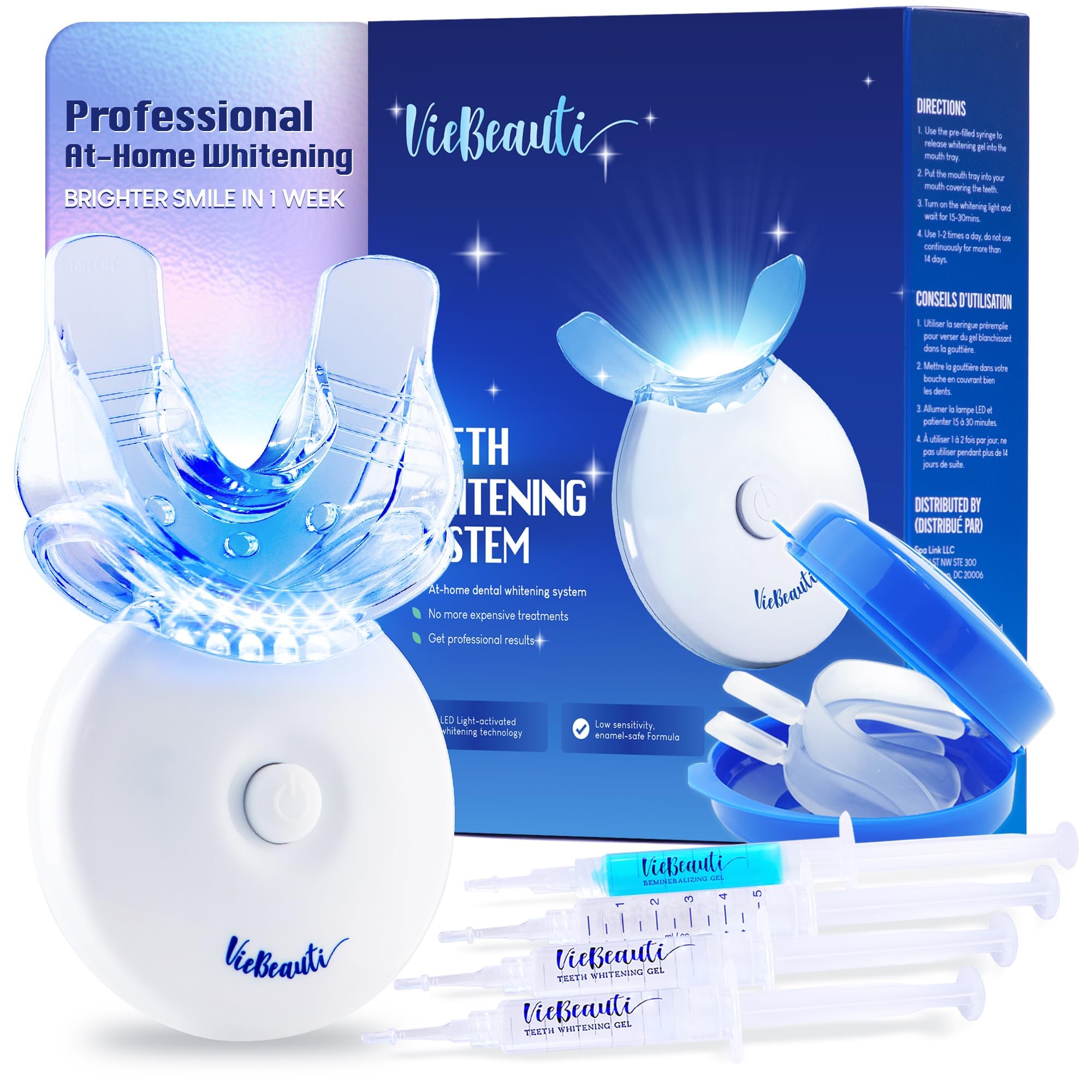 Teeth Whitening Kit with LED Light: VieBeauti Tooth Whitener for Sensitive Teeth
