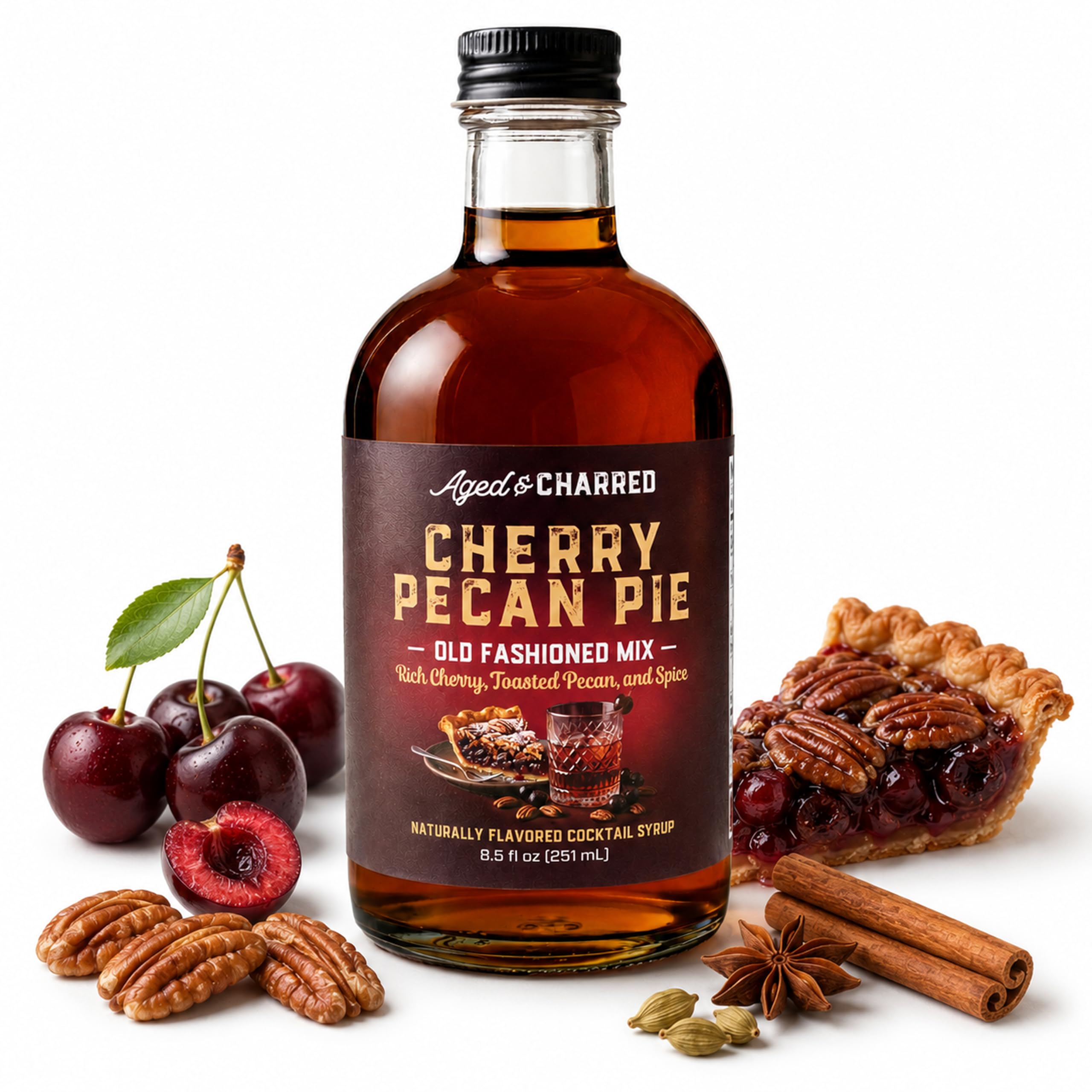 Cherry Pecan Old Fashioned Syrup - Cocktail Mix for 34 Drinks | Old Fashioned Mi