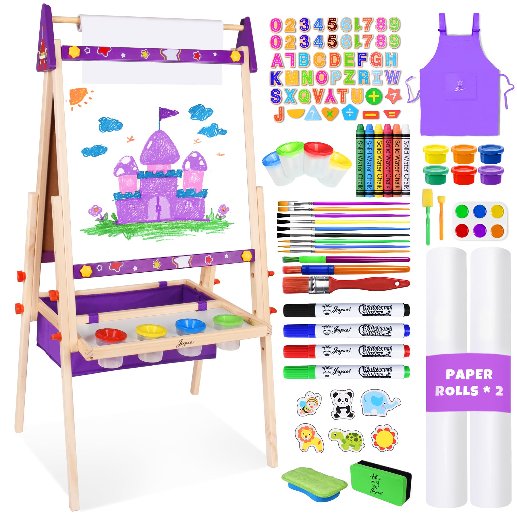 Joyooss Art Easel for Kids Easel,Adjustable Standing Wooden Easels Kid Whiteboar