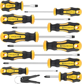 Amartisan 10-Piece Magnetic Screwdrivers Set | 5 Phillips and 5 Slotted Tips Professional Cushion Grip Screwdriver Set 2pcs Portable Multifunction Key Mini Screwdriver