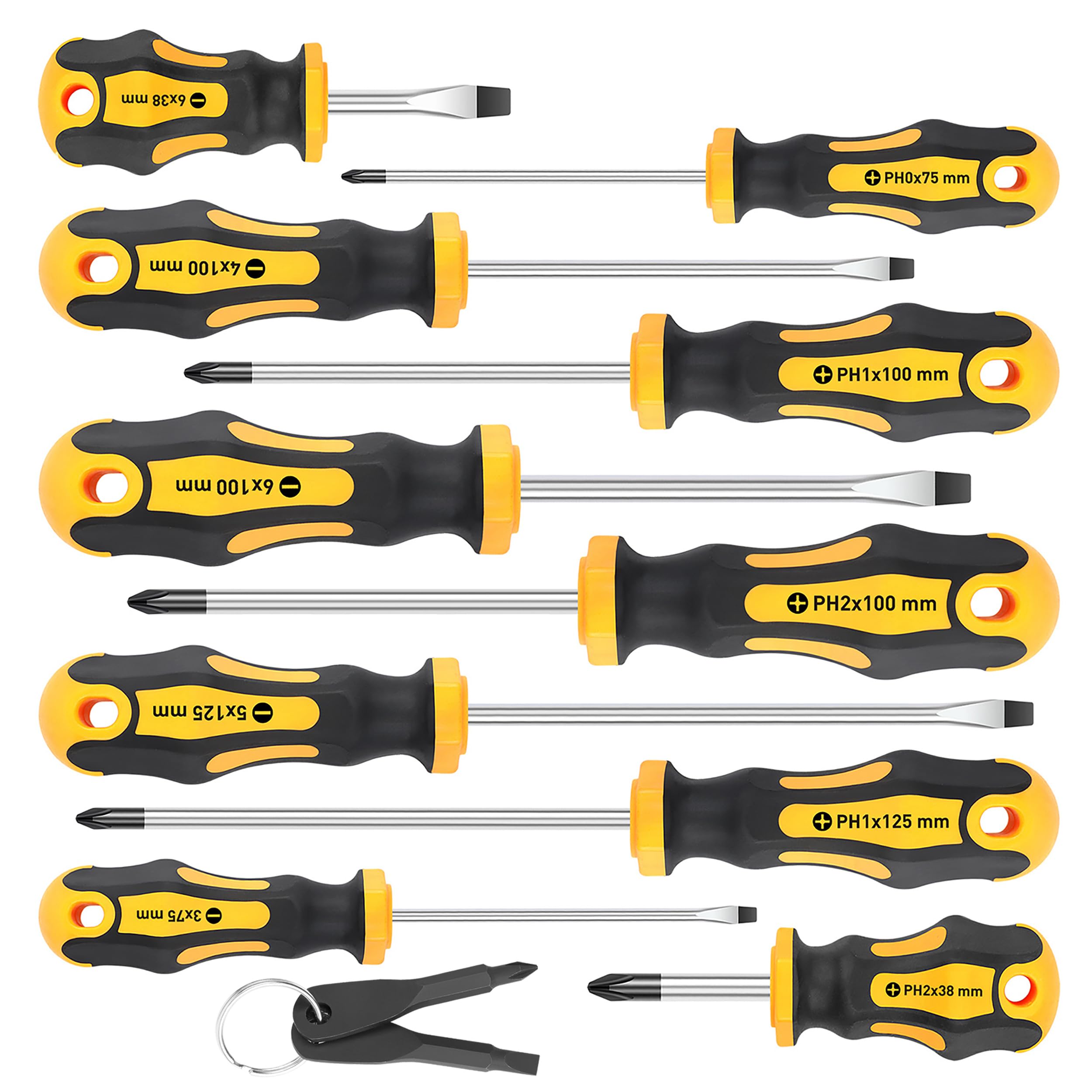 Amartisan 10-Piece Magnetic Screwdrivers Set | 5 Phillips and 5 Slotted Tips Pro