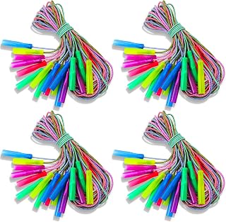 Honoson 100 Pcs Jump Ropes Bulk for Kids 7.8ft Adjustable,Multicolor | Rainbow Stripe Nylon with Handles, Operation Christmas Gift Items, Outdoor Exercise Party Favors, School Fitness