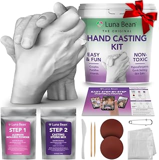 Luna Bean Hand Casting Kit – Gifts for Him, Her, Couples & Anniversary | Hand molding kit, bridal shower, wedding gift for girlfriend, boyfriend, wife, women, mom, personalized gifts