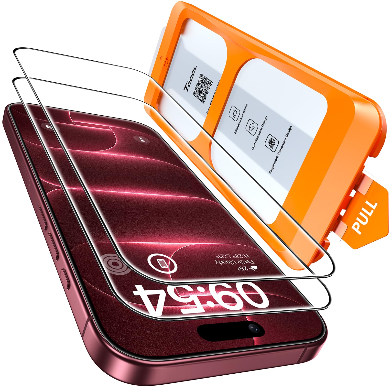 TOCOL For iPhone 18 Pro for tempered glass 6.3 inches, easy to install | Bubble-