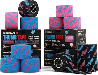 12 Rolls - SPORTTAPE Punk Weightlifting Thumb Tape for Hook Grip - Mixed