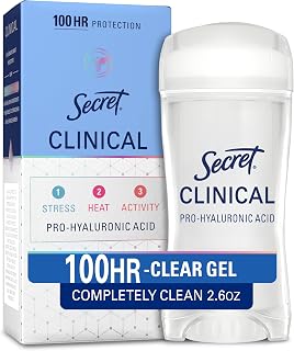 Secret Clinical Antiperspirant Deodorant for Women, Completely Clean 2.6 oz | 100HR Sweat & Odor Protection | Clear Gel | Fights 3 Types of Sweat | Pro-Hyaluronic Acid & pH Balancing | Cruelty-Free