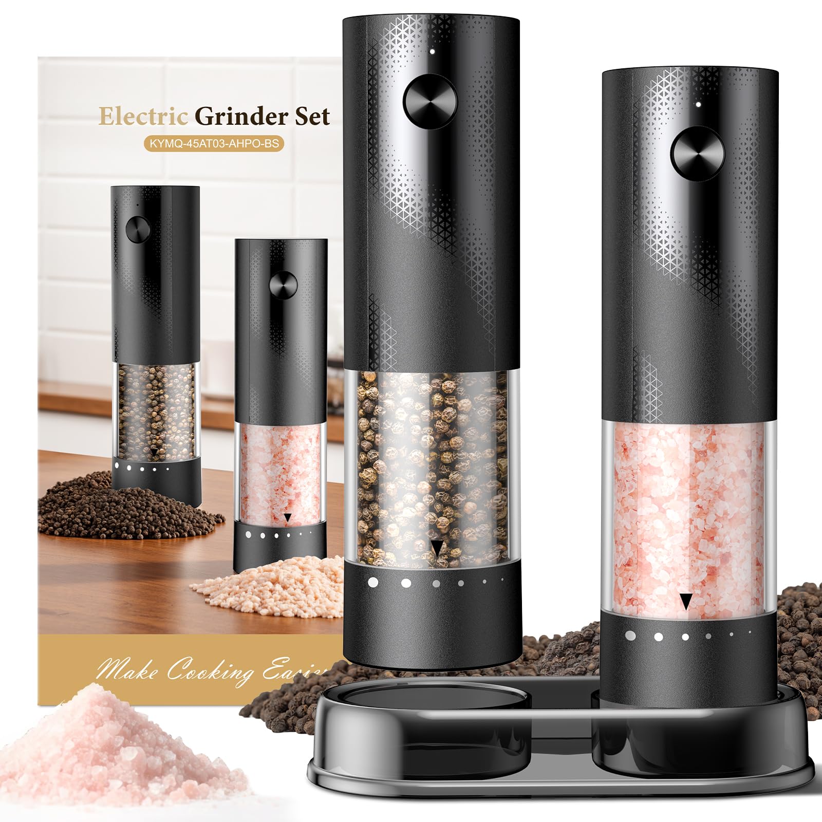 Electric Salt and Pepper Grinder Set - Rechargeable Automatic Salt and Pepper Sh