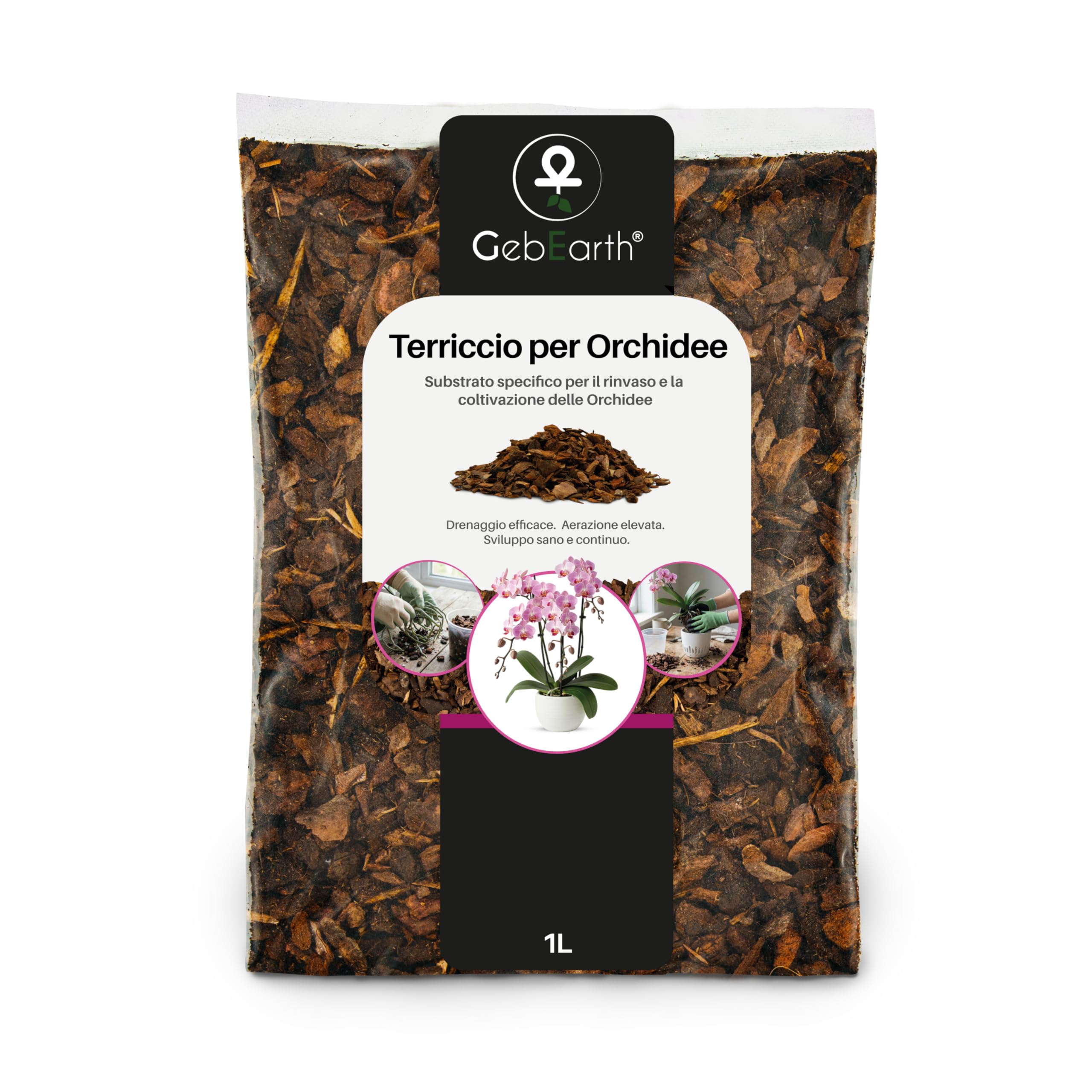 GebEarth® - Orchid Soil, 1 Litre Orchid Substrate 【Professional Soil for All Orc
