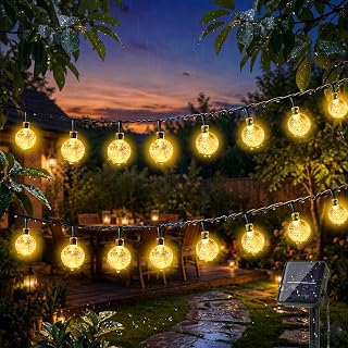 Wudyfei Solar Lights Outdoor Garden 8M 30LED, Waterproof LED Solar String Lights, Solar Fairy Lights 8 Mode, Crystal Ball Garden Lights for Patio, Yard, Gazebo, Tree, Wedding, Festival Decorative