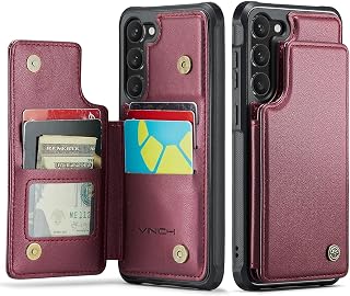 Vinich for Samsung Galaxy S23 Plus Wallet Case with Card Holder, Wine Red