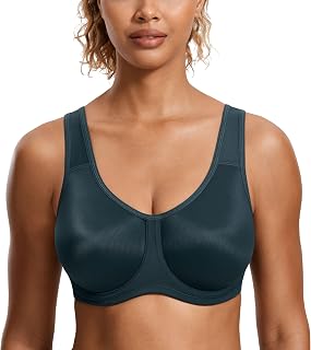 SYROKAN Women's Firm Support Sports Bra, for Large Breasts, with Underwire, for Large Sizes