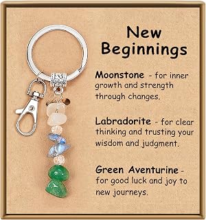 Trinckle New Beginnings Gifts for Women Crystal Keychain Leaving Gifts | Nature Stone Keychain, College Coworker Going Away Gifts for Women, Goodbye, New Job, Divorce, Retirement Good Luck
