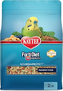 Kaytee Forti-Diet Pro Health Nourish+Protect Parakeet Food, 2 Pounds | Balanced digestion daily. Parakeet seed with superfoods. Prebiotics, probiotics, small bird food