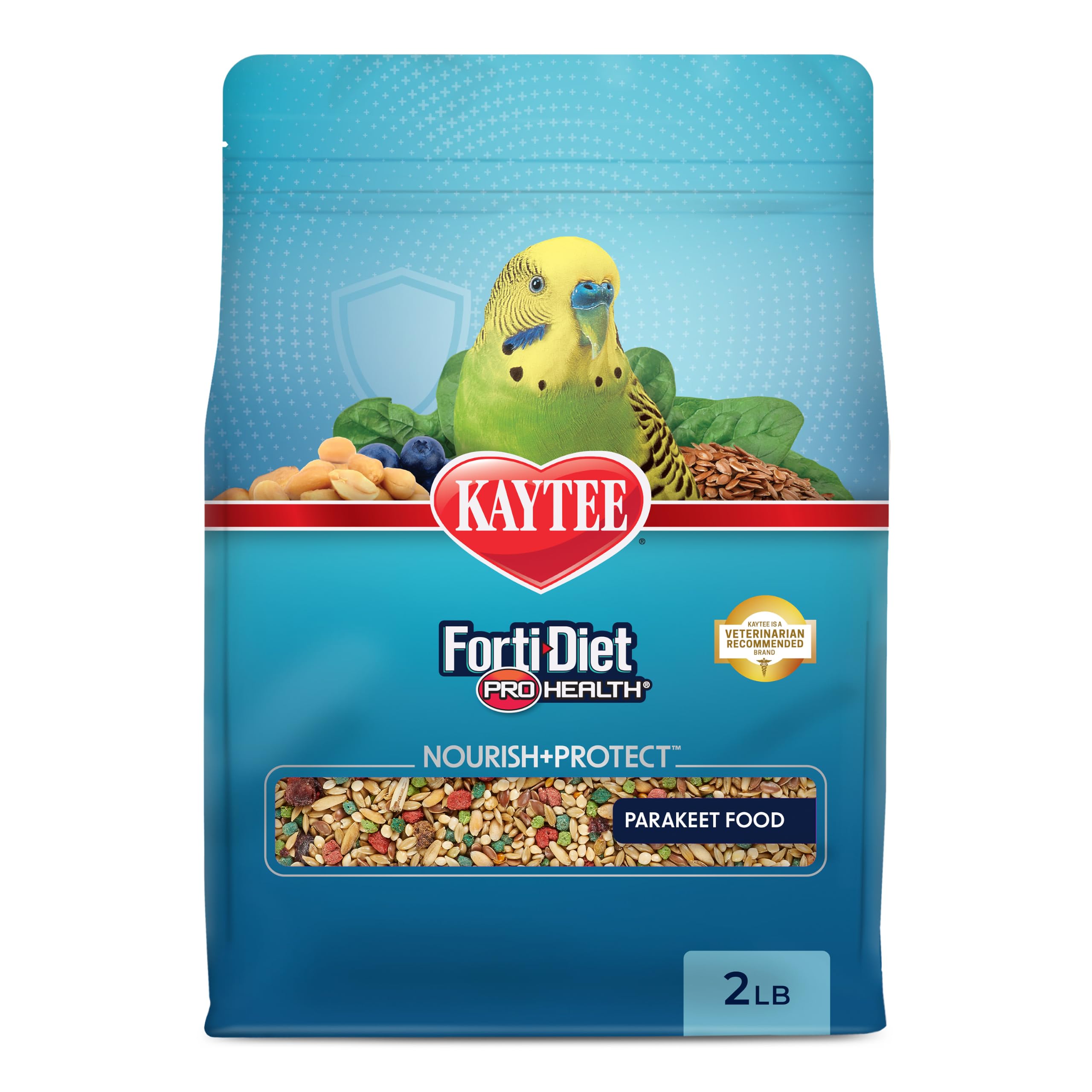 Kaytee Forti-Diet Pro Health Nourish+Protect Parakeet Food, 2 Pounds | Balanced 