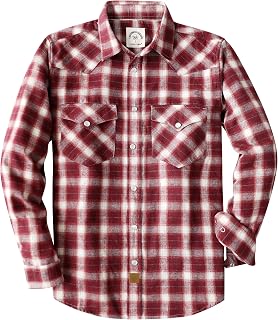 Dubinik® 6 oz Flannel Shirt for Men Pearl Snap Western Cowboy Long Sleeve
