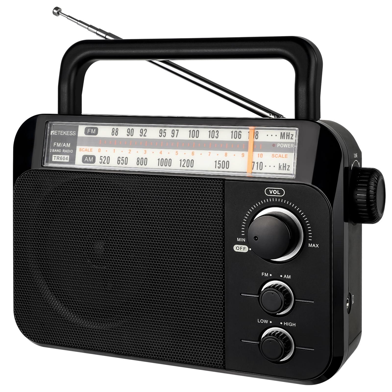 Retekess TR604 Radio AM FM, Portable Transistor Radio（Black） | for Seniors, Home