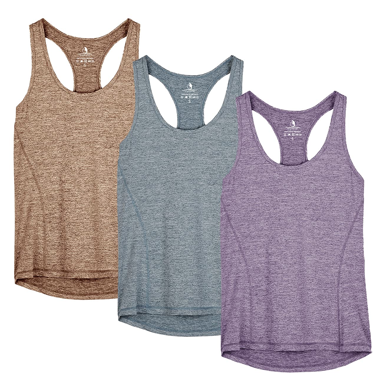 icyzone Women's Sports Fitness Tank Top, Pack of 3