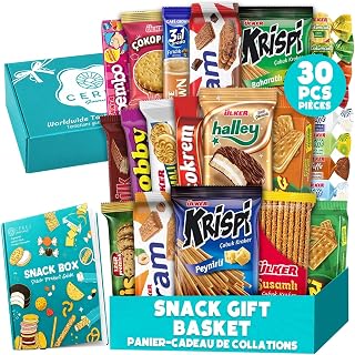 Ceres Gourmet International Snack Box for Adults & Kids – 30 Count Full Size Foreign & Turkish Snacks, Candy & Exotic Treats from Europe and Turkey (Midi)