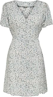 Only Onlevida S/S Women's Short Dress Wvn Noos Dress with Buttons and Belt (Pack of 1)