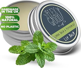 The Ilex Wood Lemon Balm & Peppermint Natural Lip Balm 10ml | Handmade in UK. All Natural, Organic, Coldsore Prevention, Palm Oil Free, Cruelty Free, Plastic Free, Moisturising lip balm.