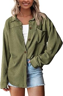 PRETTYGARDEN Women's Textured Oversized Button Down Shirts