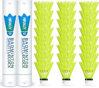 HIRALIY Nylon Badminton Shuttlecocks, Stable Flight Birdie Balls | Durable nylon shuttlecocks with stable flight and consistent speed for indoor practice, backyard games and badminton clubs.